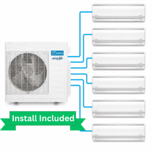 Zero 6 Zone (6 Head) Ductless Multi-Zone Heat Pump System – 53,000 BTU (6 × 9,000 BTU)